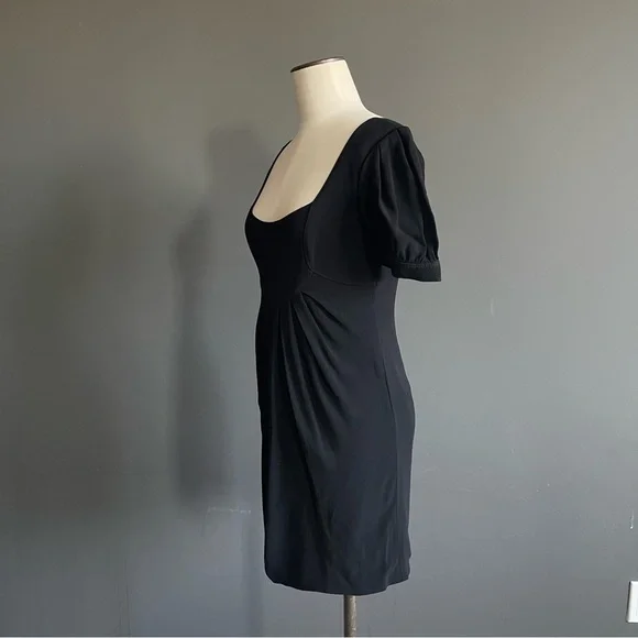 Temperley London Black Empire Waist Babydoll Bib Dress | Puff Sleeve Silk Lined - Picture 3 of 7